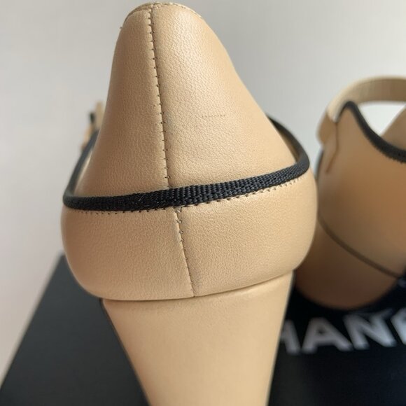 Chanel Colorblock Mary Jane Pumps Tan Black Retro Block Heel - Picture 4 of 12